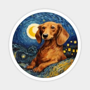 Dachshund, van gogh style, starry night, Post-impressionism Magnet